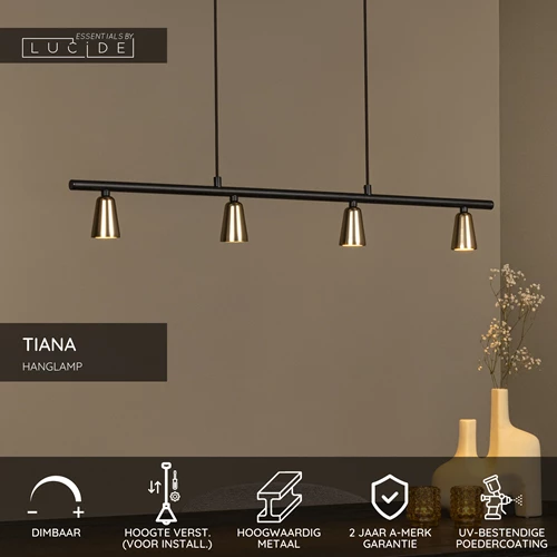 Lucide TIANA - Hanglamp - 4xGU10 - Champagne kleur | Essential - USP
